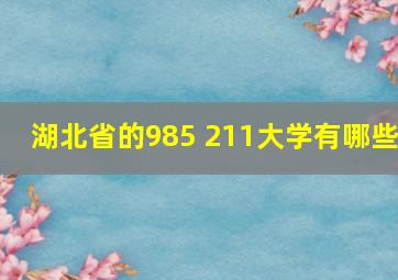 湖北省的985 211大学有哪些